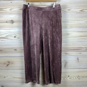 Pure Jill Velour Pants Women XL Petite Mauve Pink Wide Leg Lounge J Jill